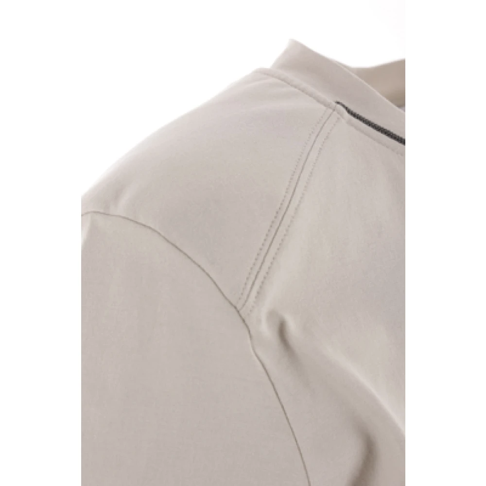 BRUNELLO CUCINELLI Kwarts Grijze Katoenen Jersey T-shirt met Monile Detail Beige Dames
