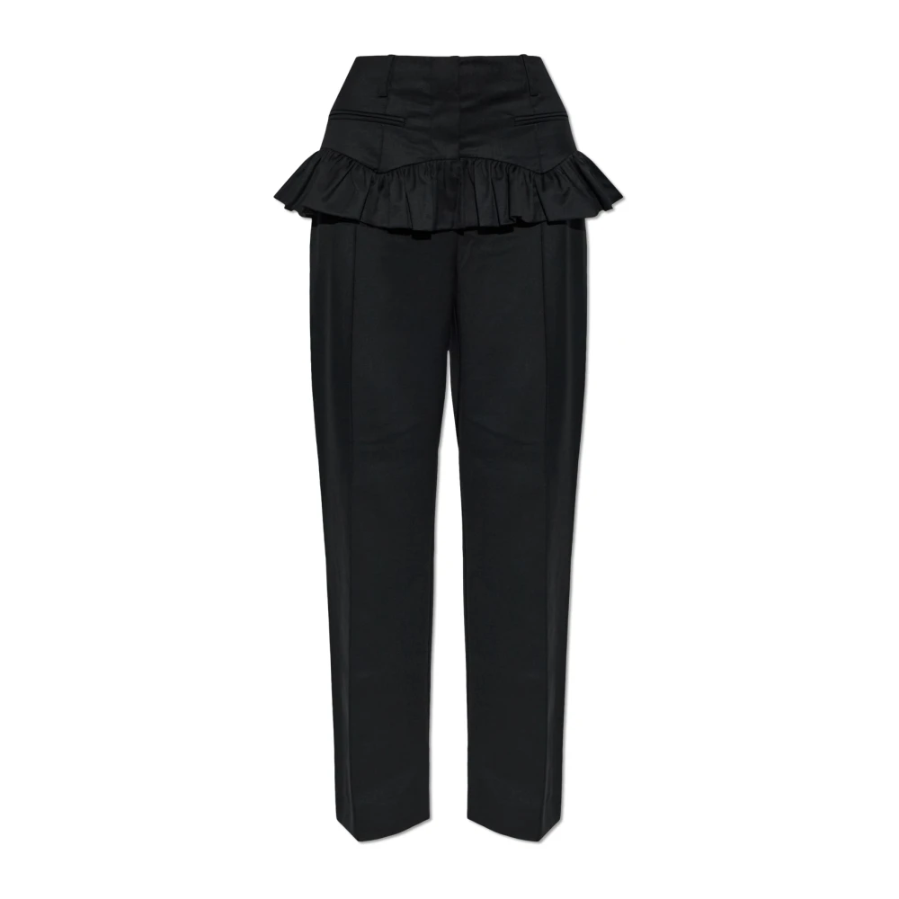 Ganni Donna Nero - Pantaloni A Balze - Trousers - S