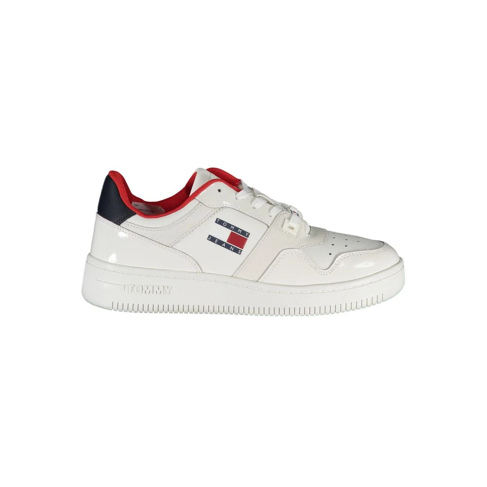 Tommy Hilfiger Women's White Sneakers, 7 Uk, Leather Sneaker Lace-Ups