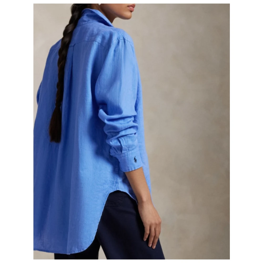 Polo Ralph Lauren Linnen overhemd met puntkraag Blue Dames