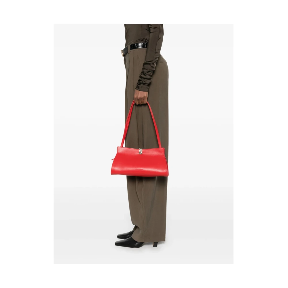 Loulou Studio Zwarte Schoudertas met Magnetische Sluiting Red Dames