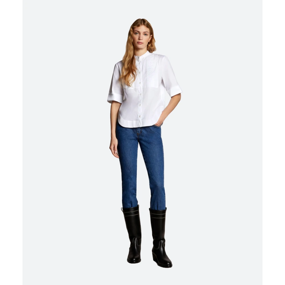 Fay Korte mouw Koreaanse kraag overhemd White Dames