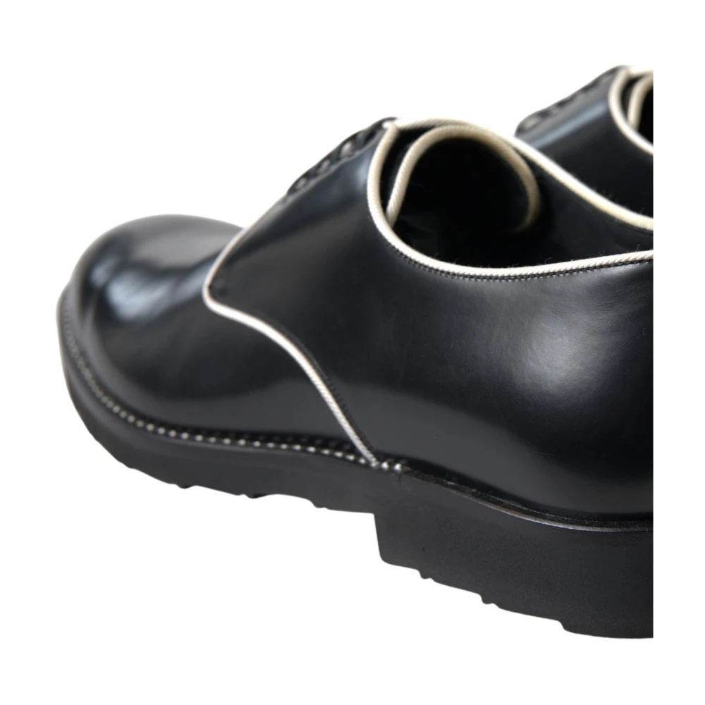 Dolce & Gabbana Zwart Wit Leren Formele Schoenen Black Heren