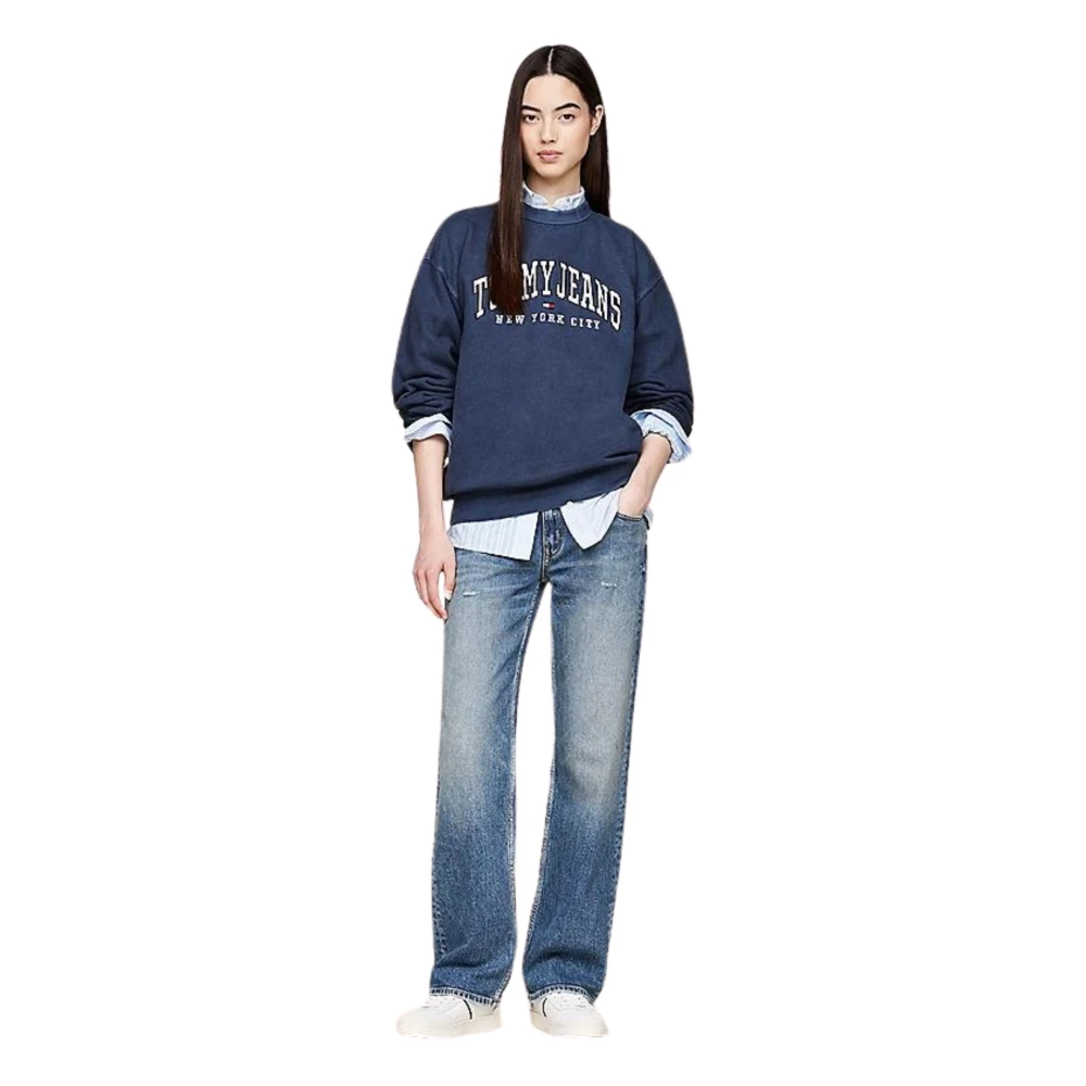 Tommy Hilfiger Distressed Denim Straight Jeans Blue Dames