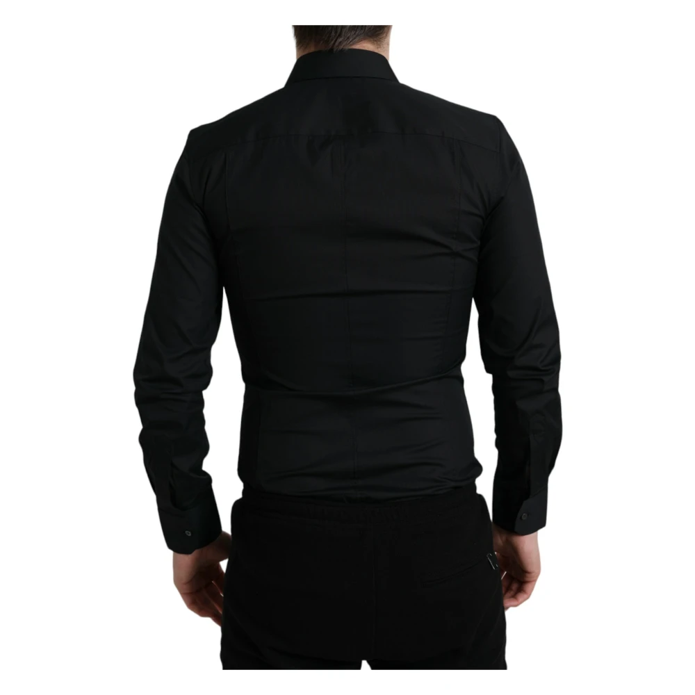 Dolce & Gabbana Zwarte Slim Fit Stretch Overhemd Black Heren