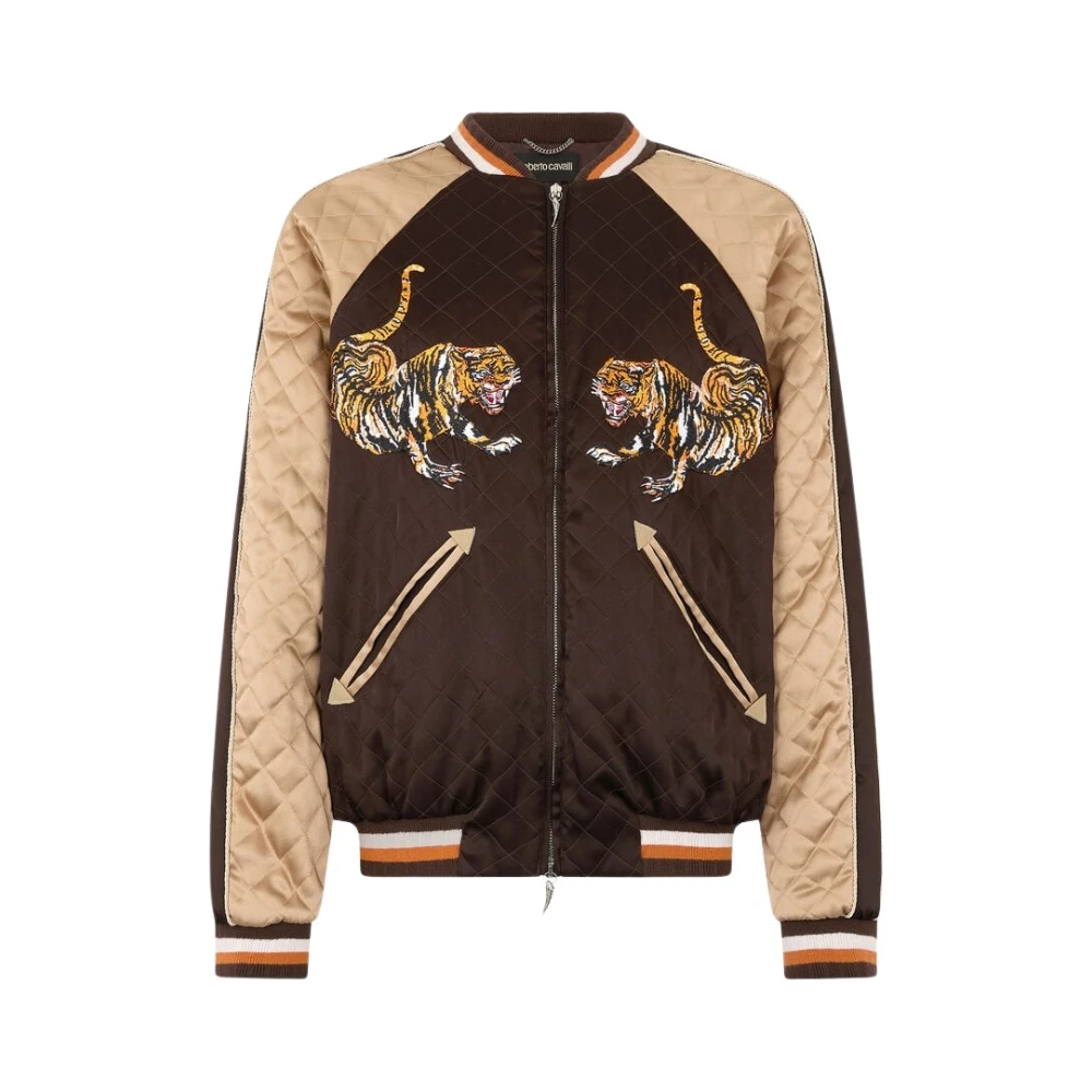 Roberto Cavalli Brown Tiger Bomber Jacket - Male - Bomber Jackets - S - Jackets