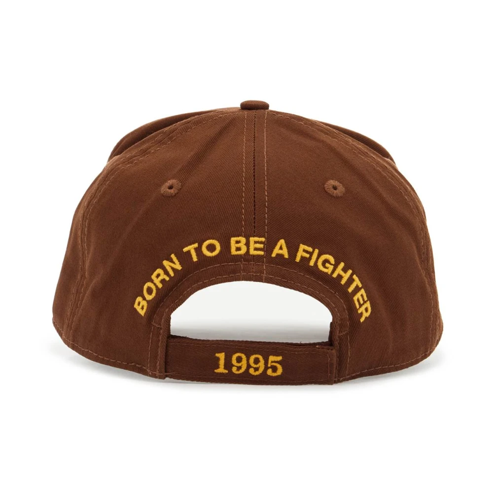 Dsquared2 Logo Patch Distressed Baseball Cap Brown Heren