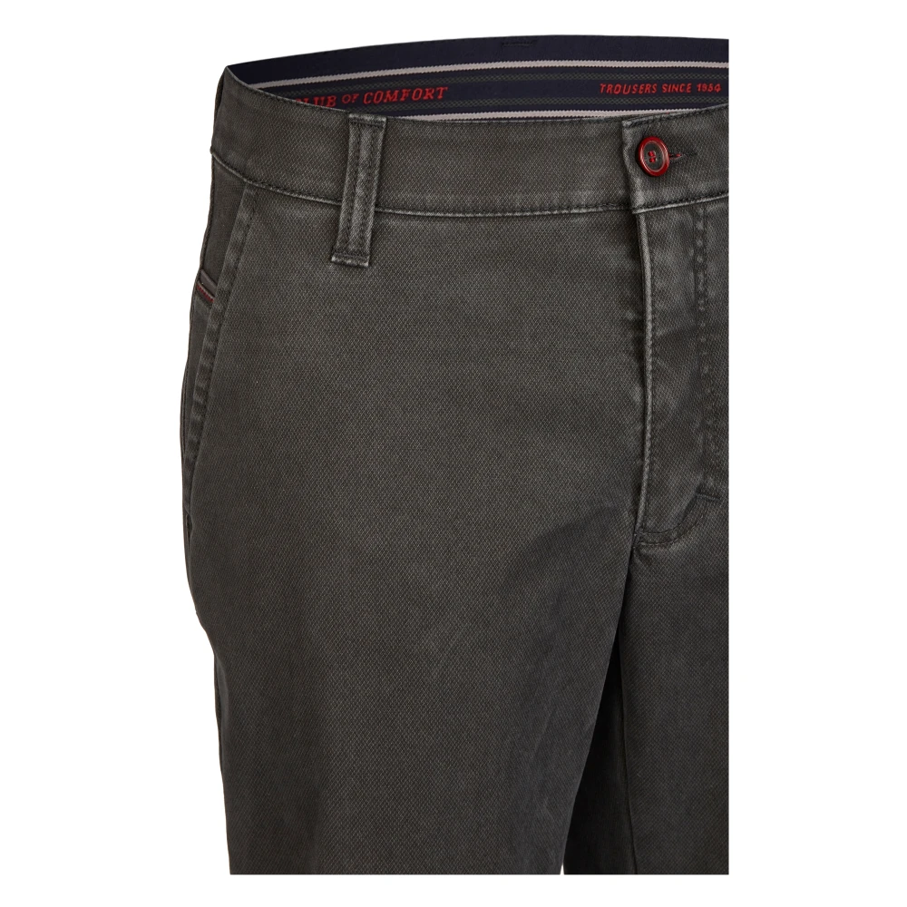 club of comfort Comfortabele platte voorkant broek met elastische tailleband en hemdstopper Gray Heren