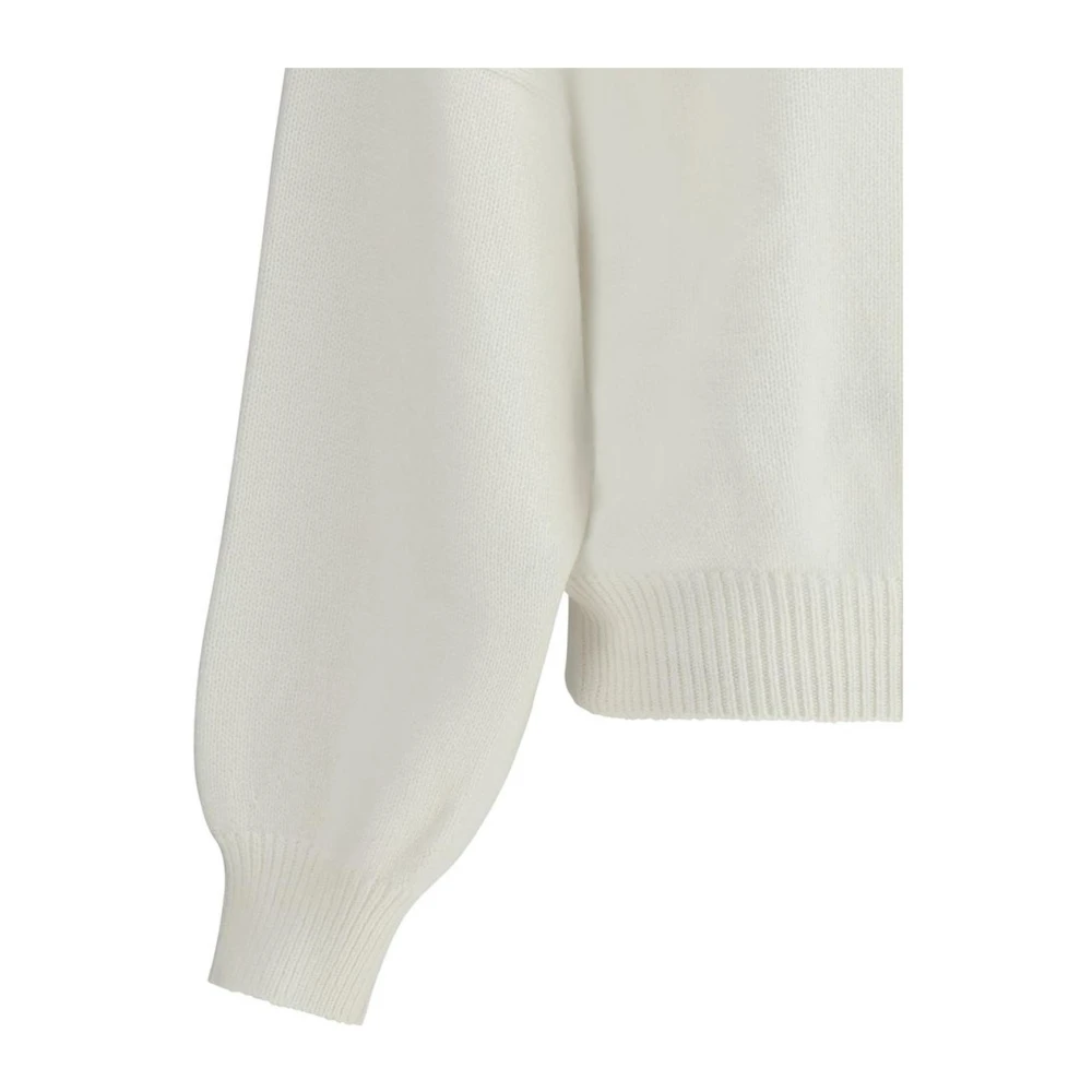 Khaite Monochrome Cashmere Crew Neck Sweater White Dames