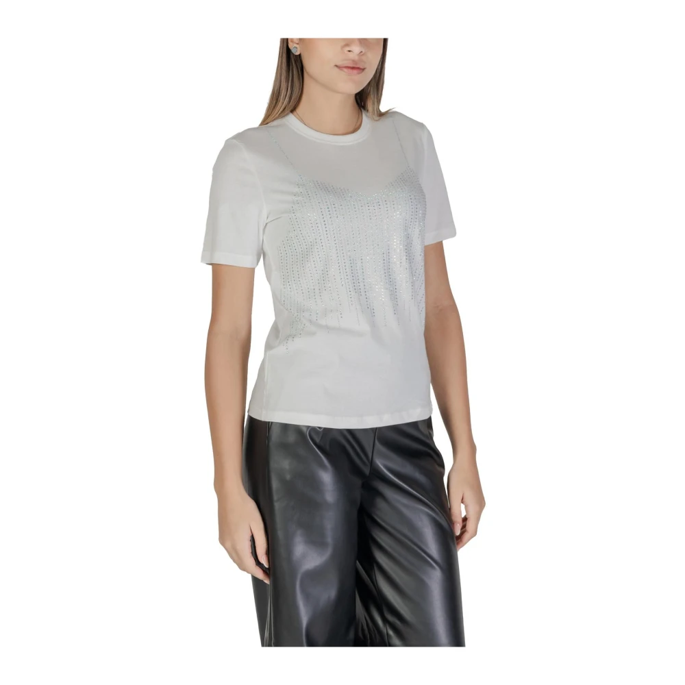 Only Witte Rhinestone T-shirt Korte Mouwen White Dames