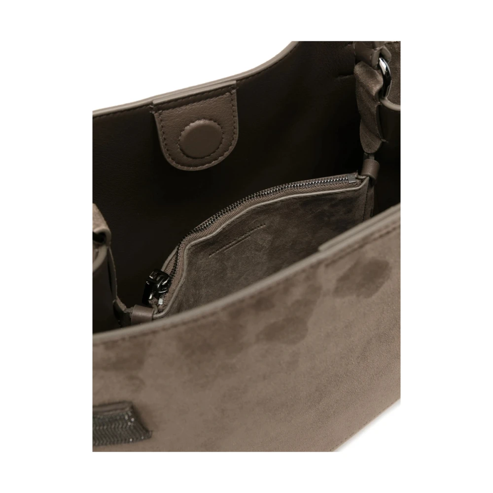 BRUNELLO CUCINELLI Taupe Bruine Schoudertas met Handvat Brown Dames
