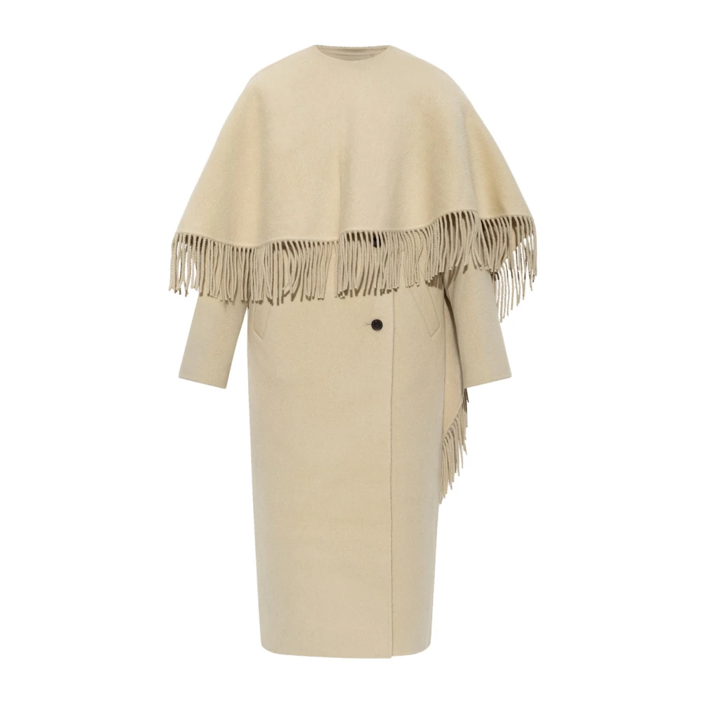 Róhe , Ponchos, Female, Beige, 2XS, Double-Faced Fringe Coat