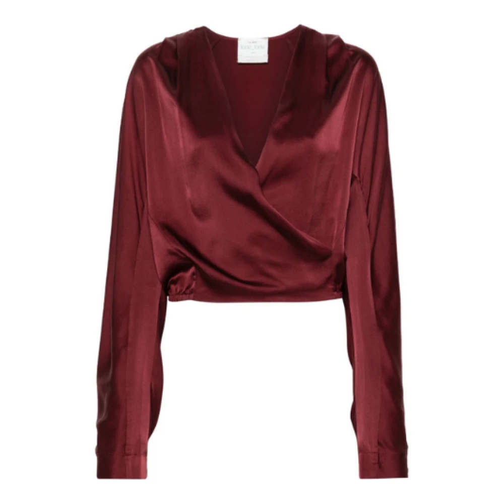 Forte Bordeaux Zijden Wrap Blouse Brown Dames