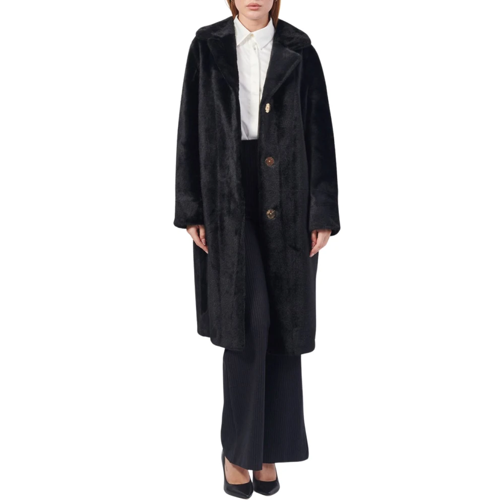 YES ZEE Zwarte Omkeerbare Lange Jas Black Dames