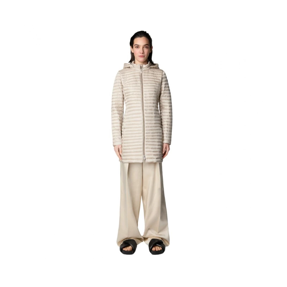 Save The Duck Stijlvolle Puffer en Parka Jas Beige Dames