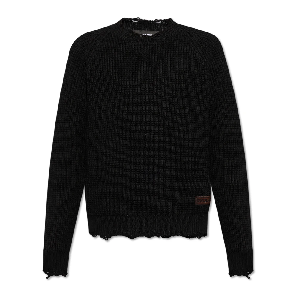 Dsquared2 Men's Black Round-Neck Knitwear, M, Wool Jumper