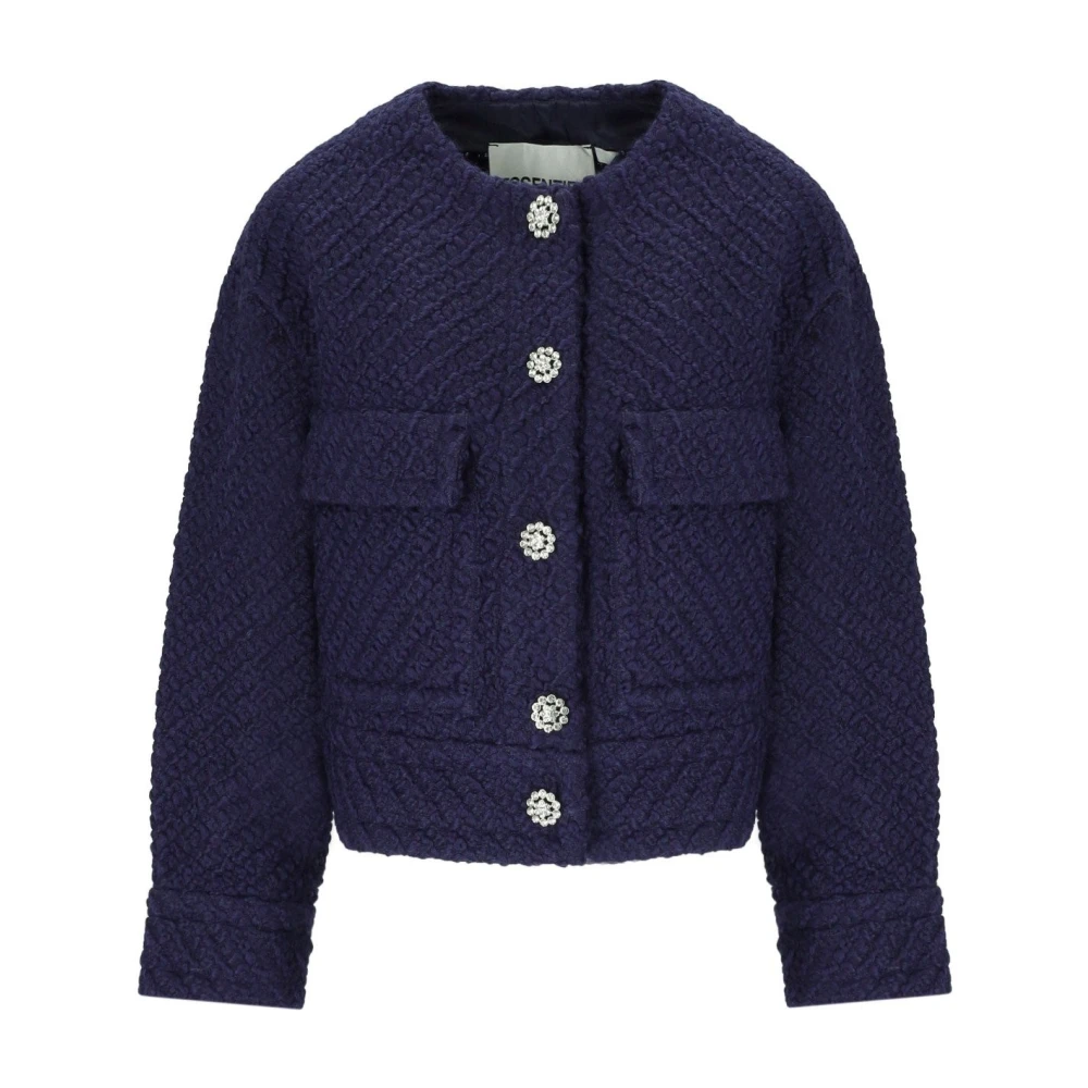 Essentiel Antwerp Blauwe Gouveau Wolmix Crop Jas Blue Dames