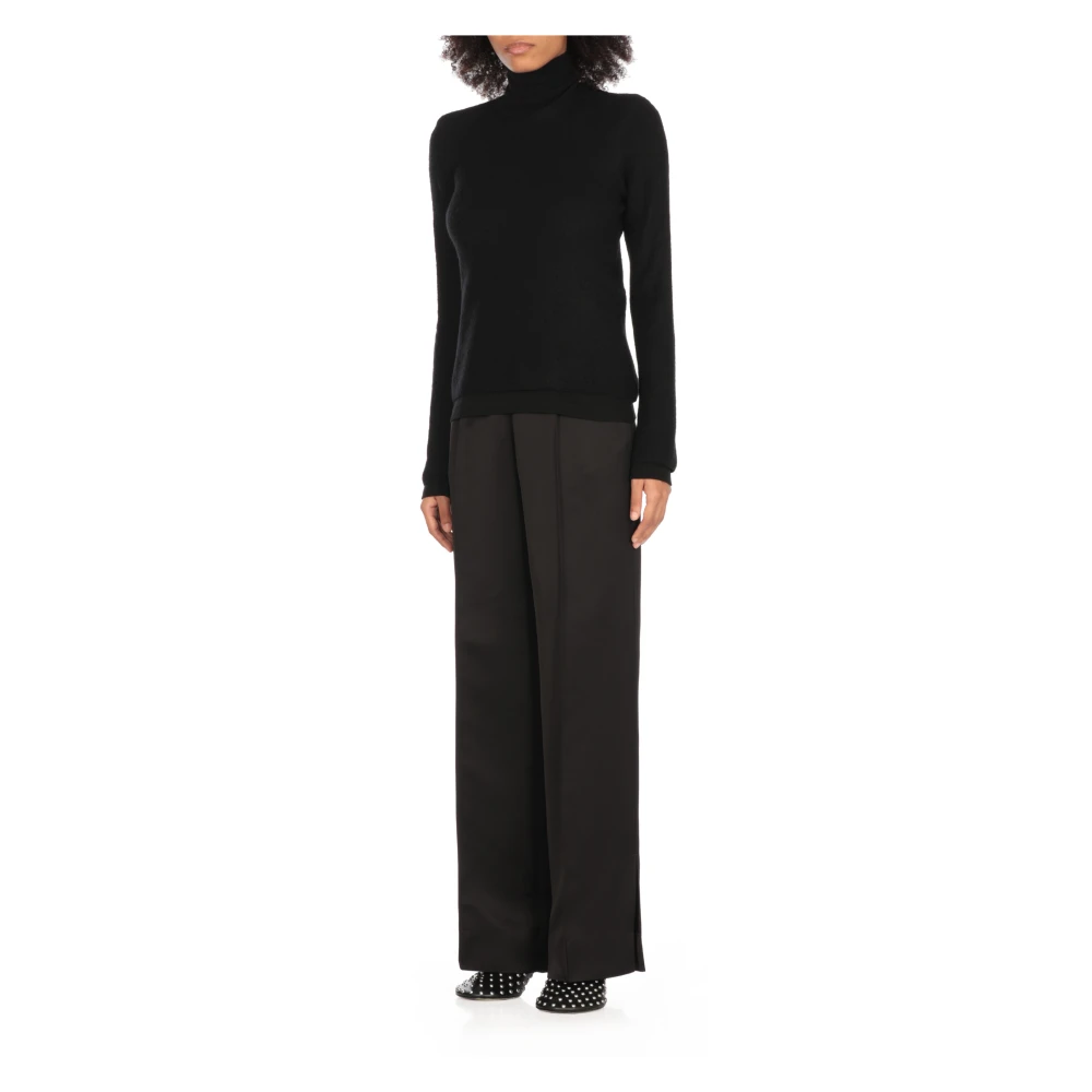 Jil Sander Zwarte wollen trui met hoge hals Black Dames