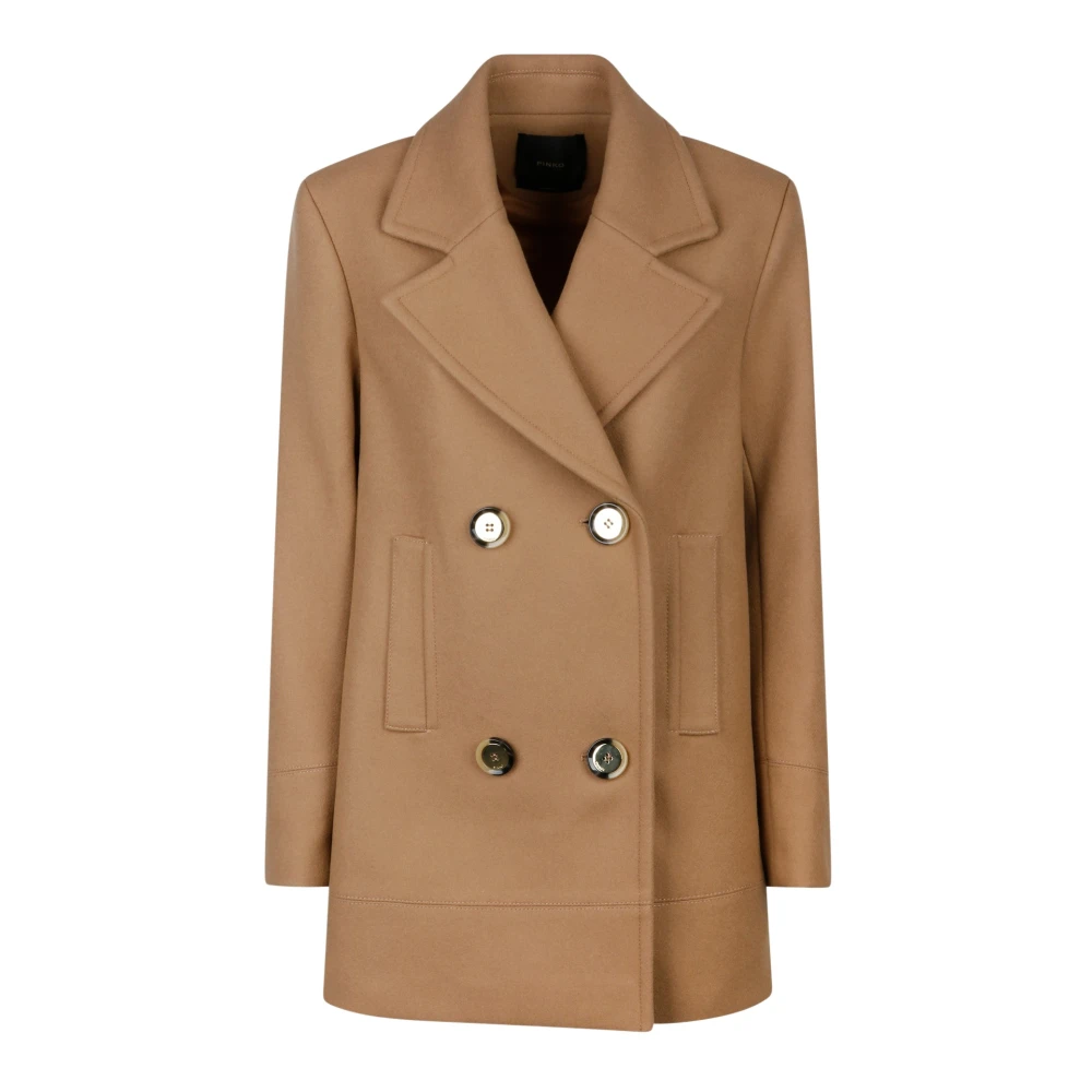 Pinko Kameel Dubbel-Borst Jas Brown Dames