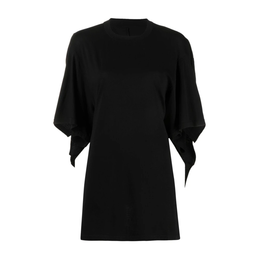 MM6 Maison Margiela Zwarte Katoenen Jersey T-shirt met Open Rug Black Dames