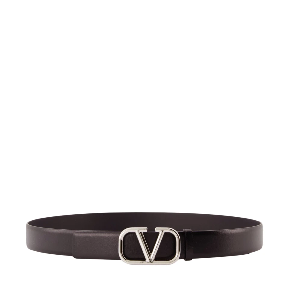 Valentino Garavani Metallic Lettering Leather Belt Brown Heren