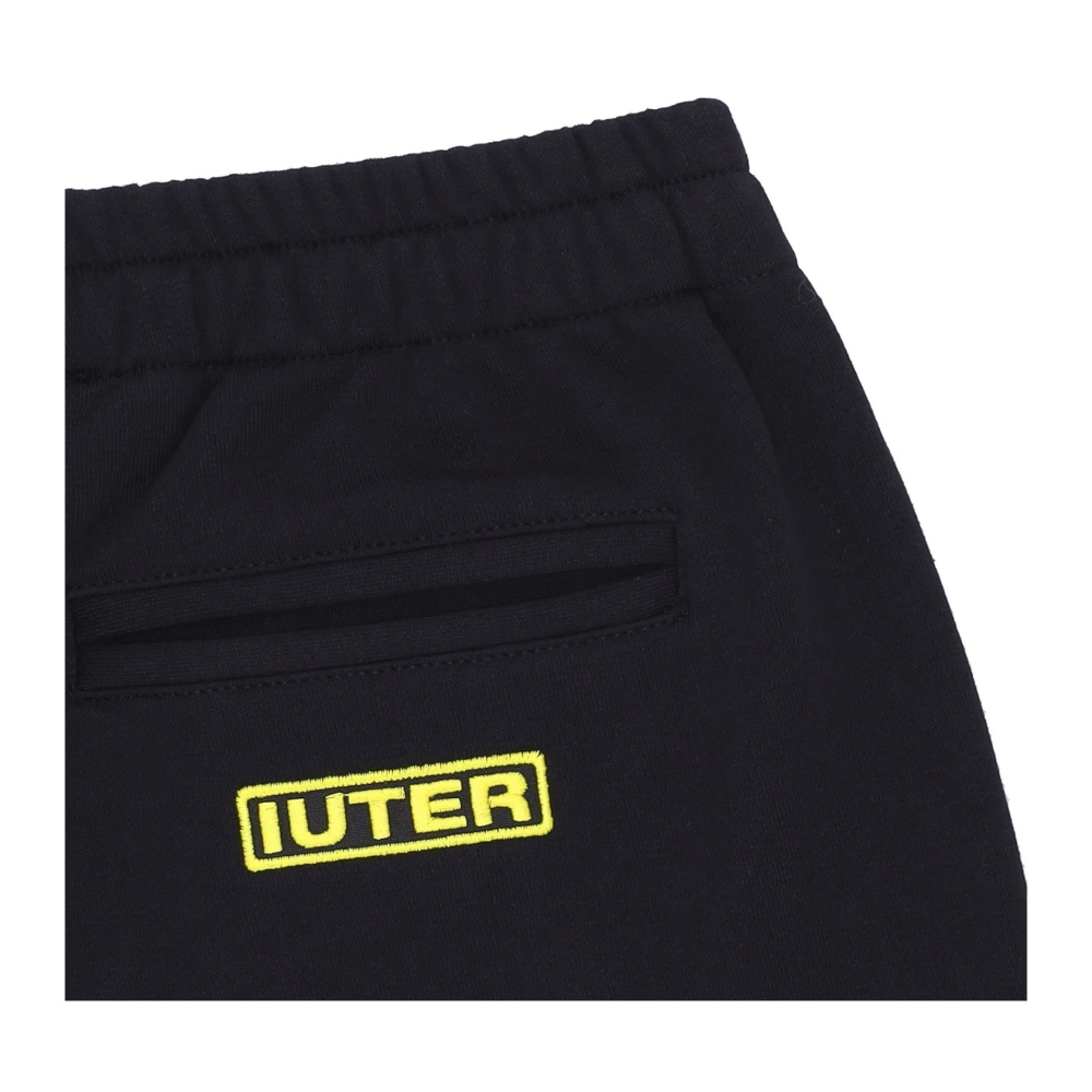 Iuter Zwarte Fleece Sweatpants Elastische Taille Black Heren