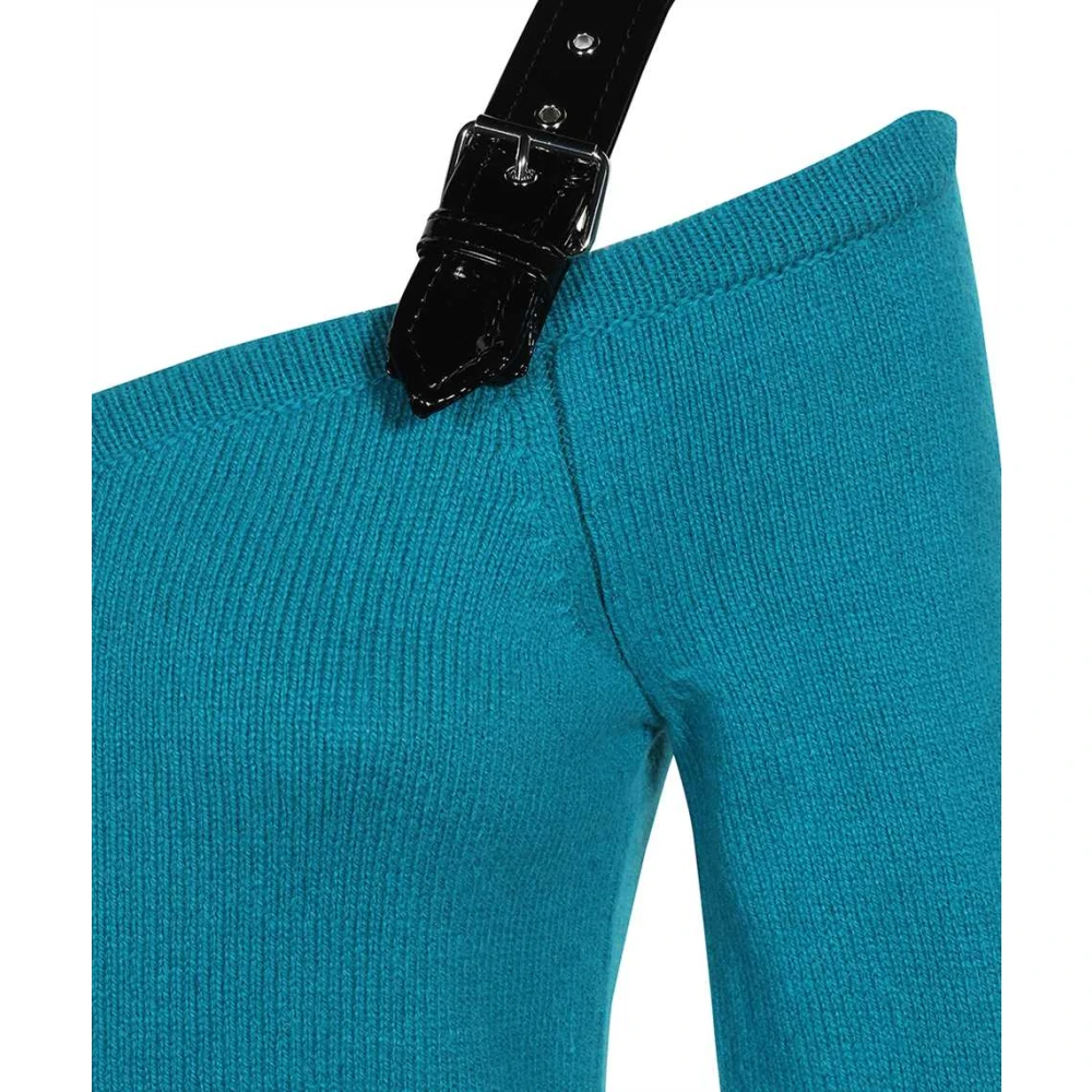 Moschino Geribbelde Wolmix Jurk Green Dames