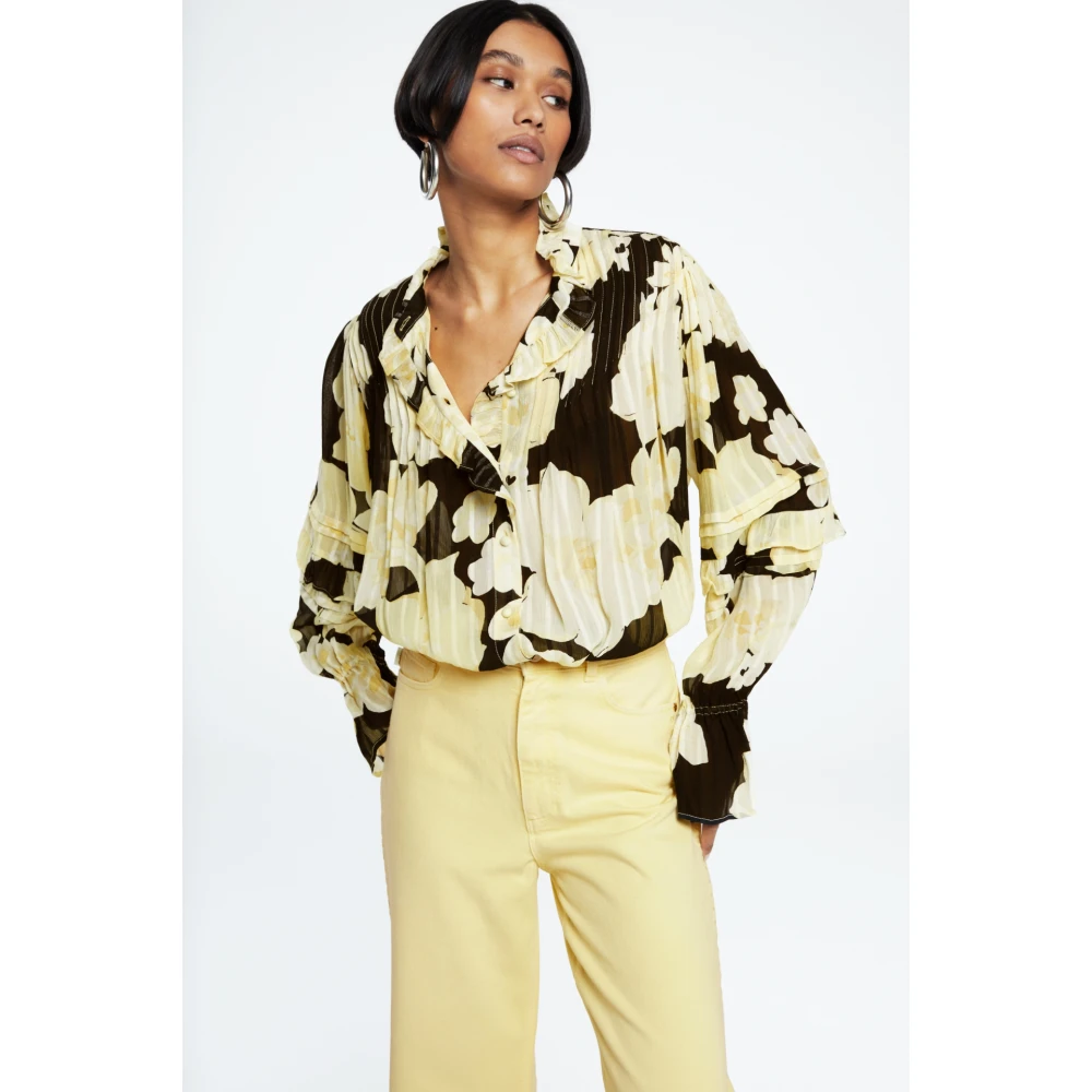 Fabienne Chapot Doorschijnende Blouse met Ruchekraag Multicolor Dames