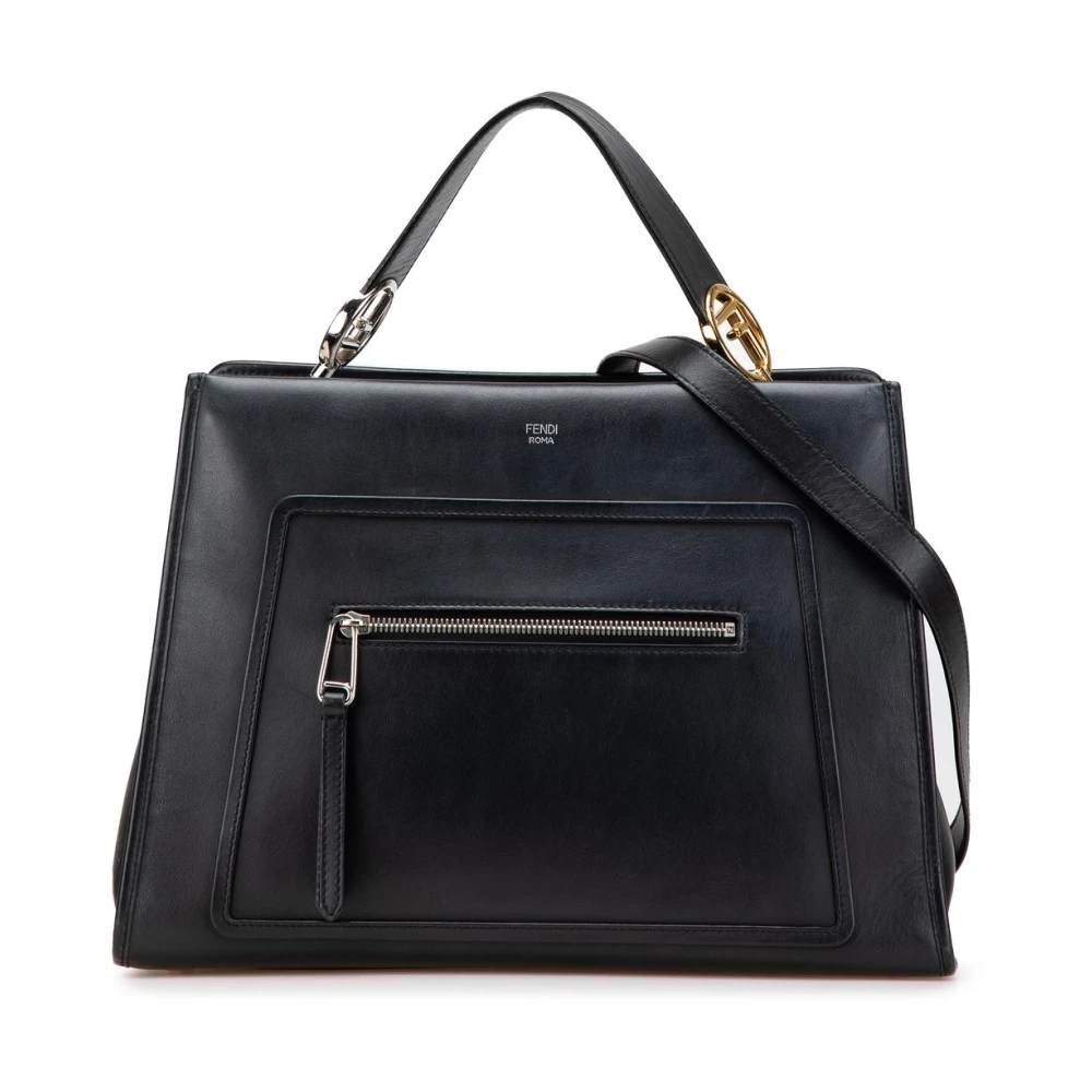 Fendi Vintage Women's Black Pre-Owned Structured Leather Handbag
