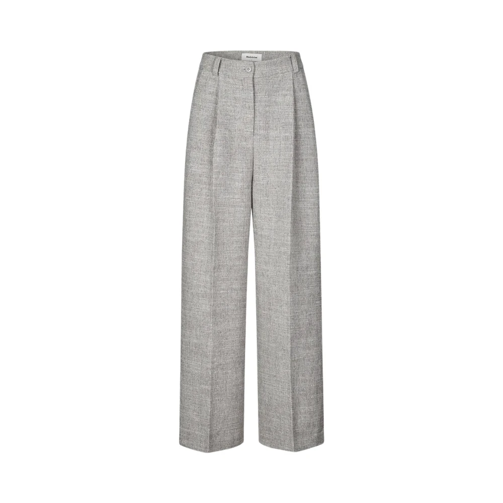 Modström Gestructureerde wijde pijp pakbroek Gray Dames