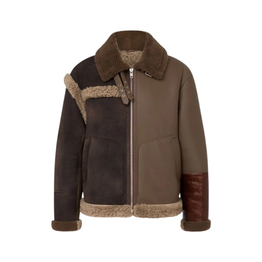Moschino Uomo Marrone Giacca In Montone Misto Shearling