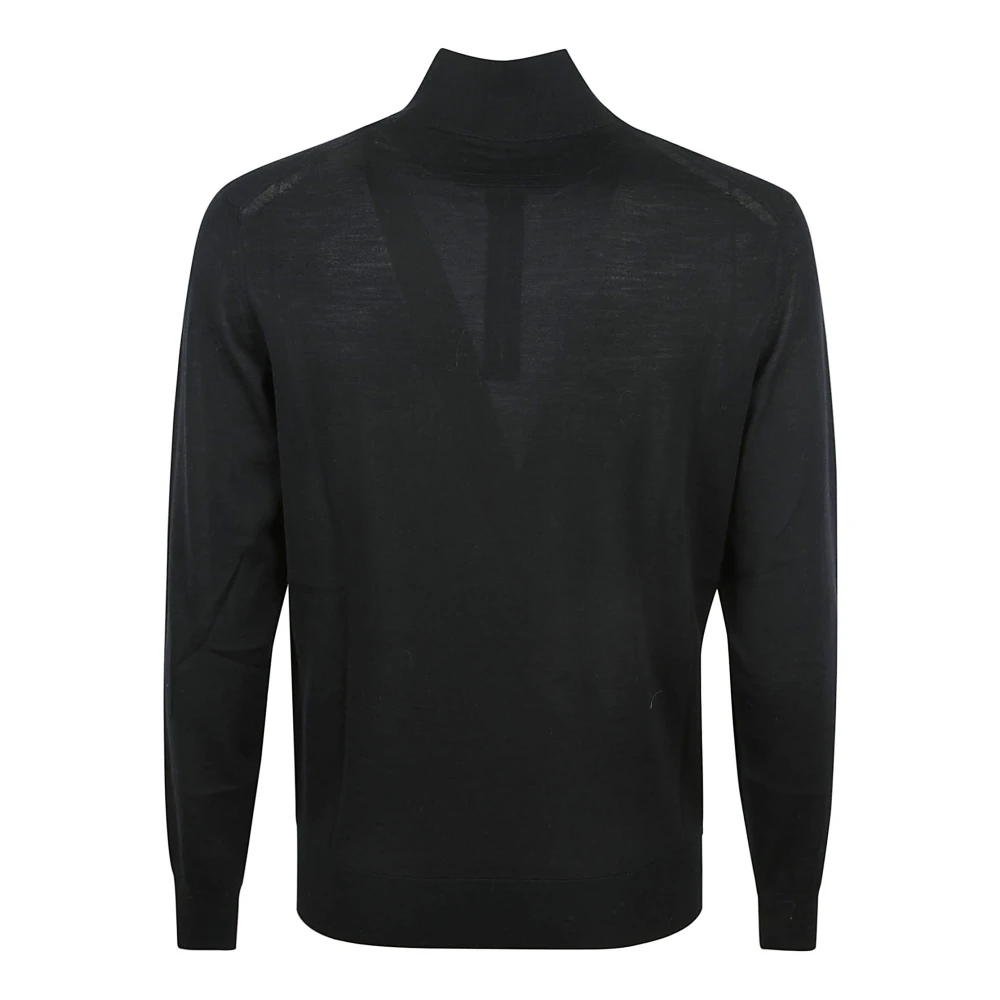 Z Zegna Zwarte Sweater High Performance Zip Mock Black Heren