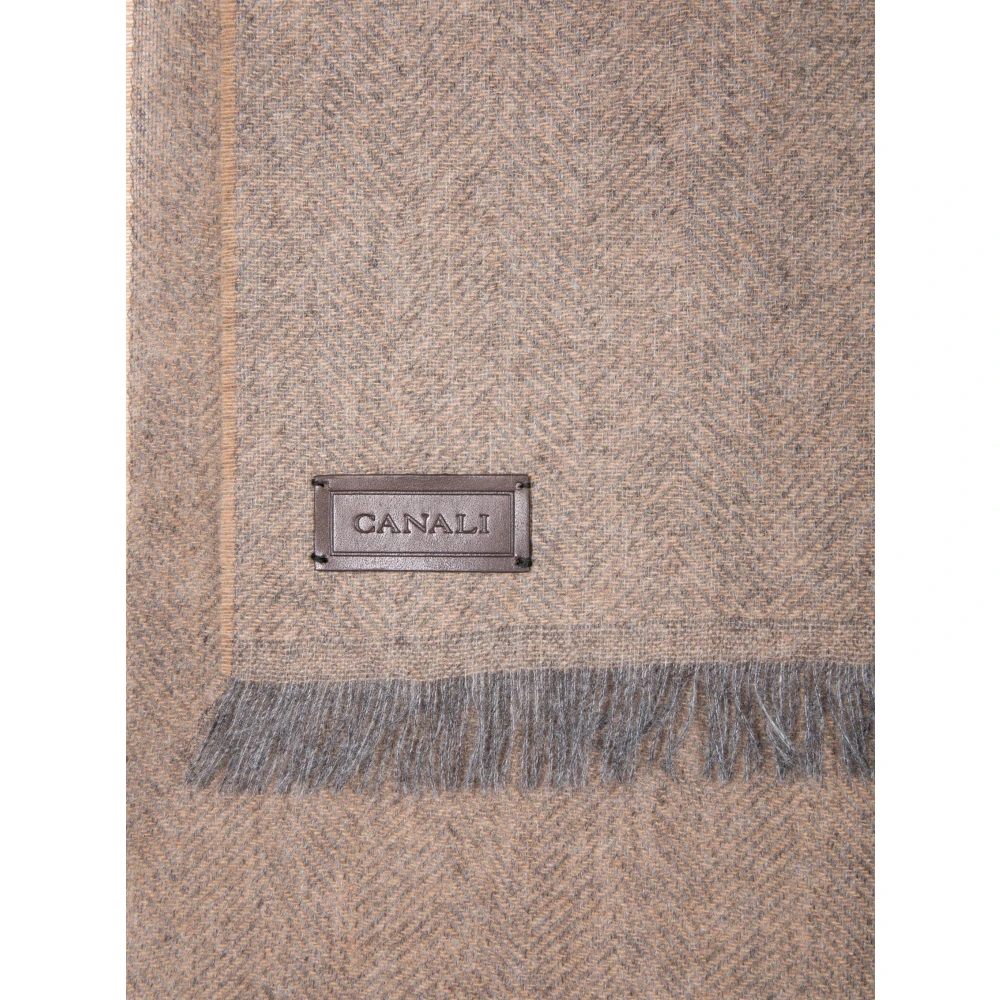 Canali Luxe Cashmere Sjaal Made in Italy Beige Heren