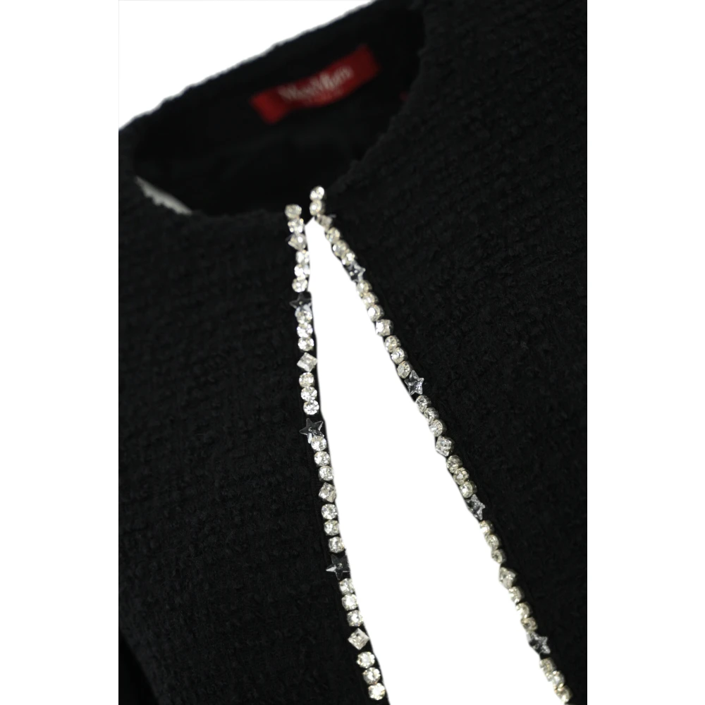 Max Mara Studio Zwarte Bouclé Kristal Geborduurde Jas Black Dames