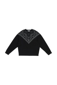 Czarno-Biała Sweter z Wzorem Bandana