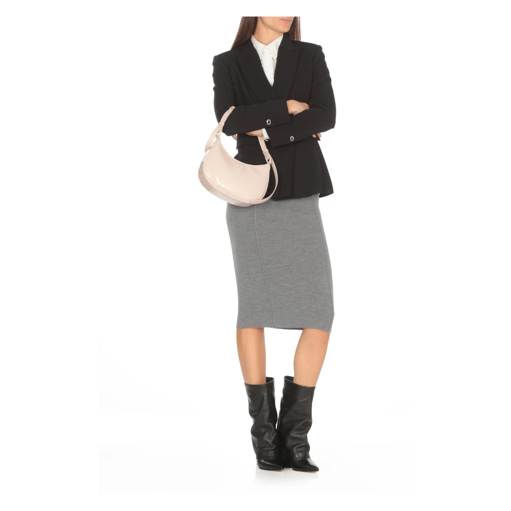 pinko Stijlvolle leren schoudertas met logo Pink Dames