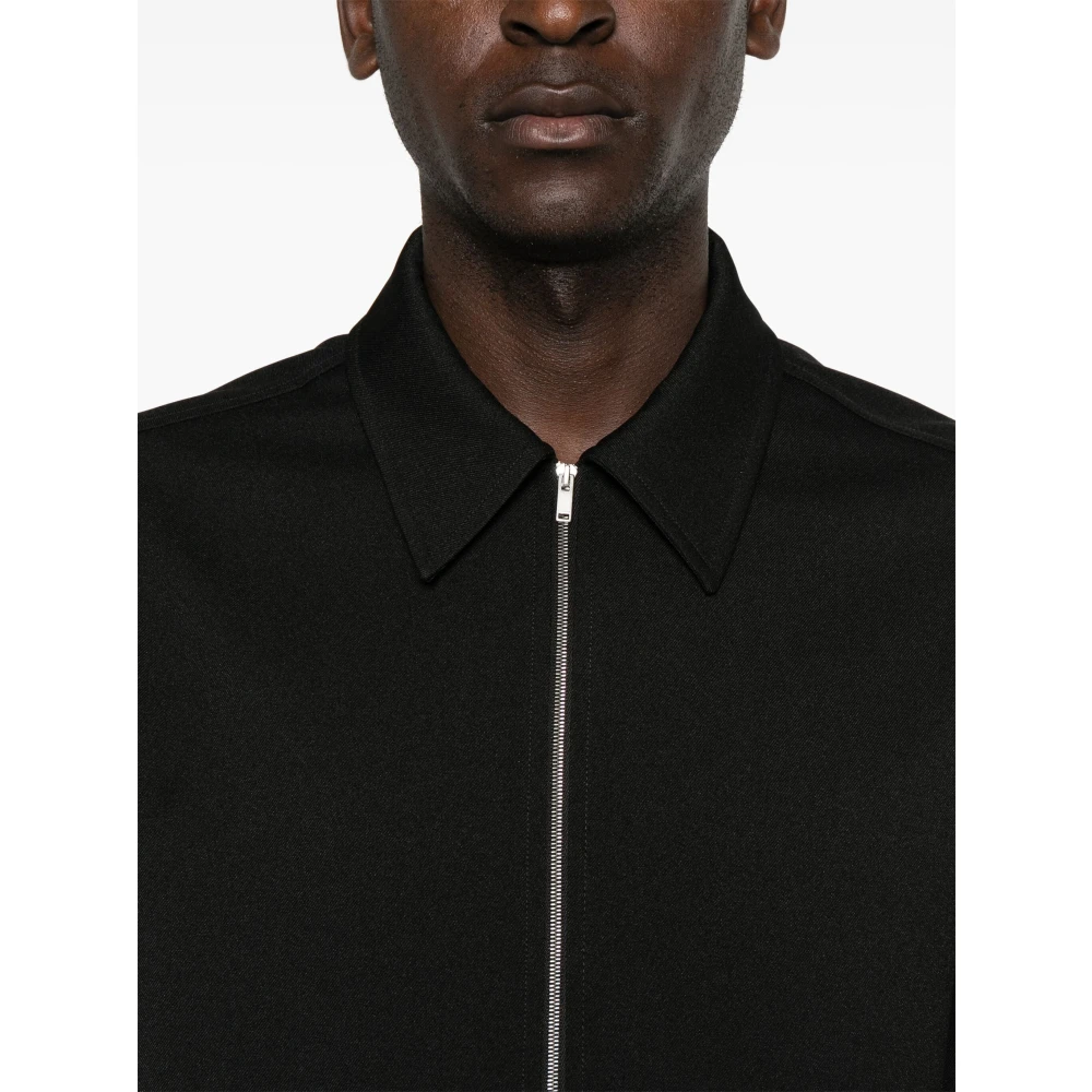 Jil Sander Zwarte Zip-Up Sweatshirt met Snap-details Black Heren