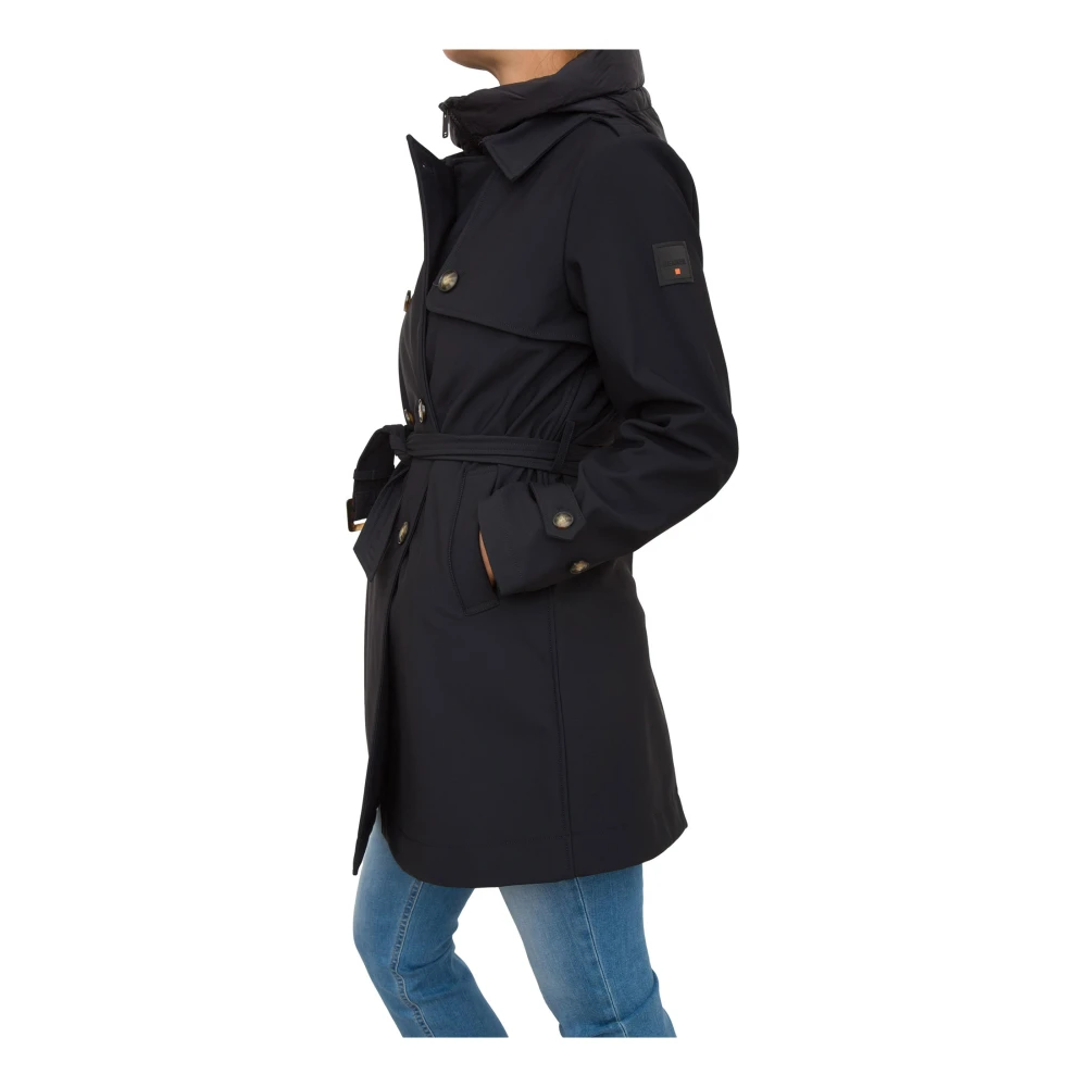 Dekker Stijlvolle Zwarte Parka Trenchjas Black Dames
