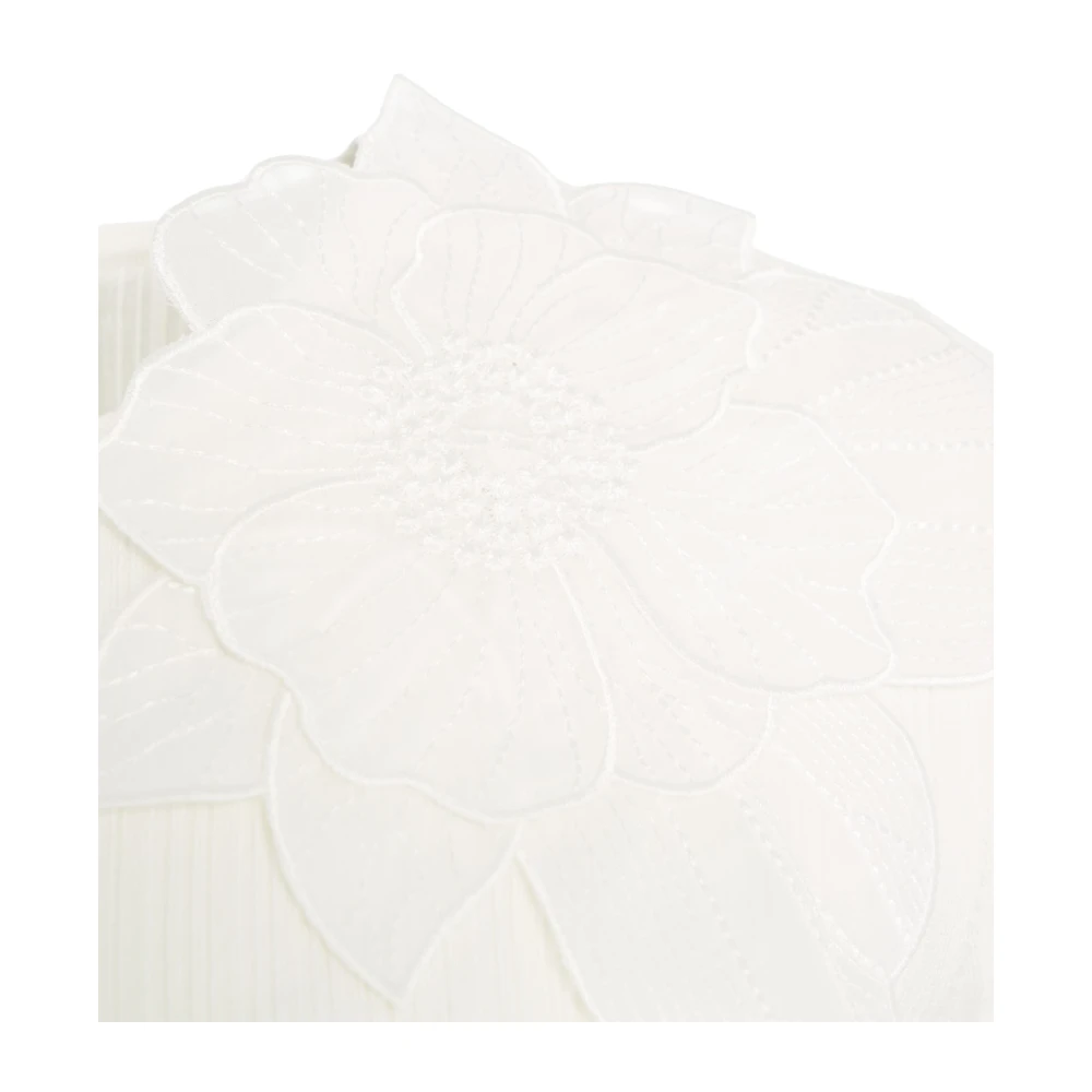 Elisabetta Franchi Witte Bloemen Gebreide Top Korte Mouw White Dames