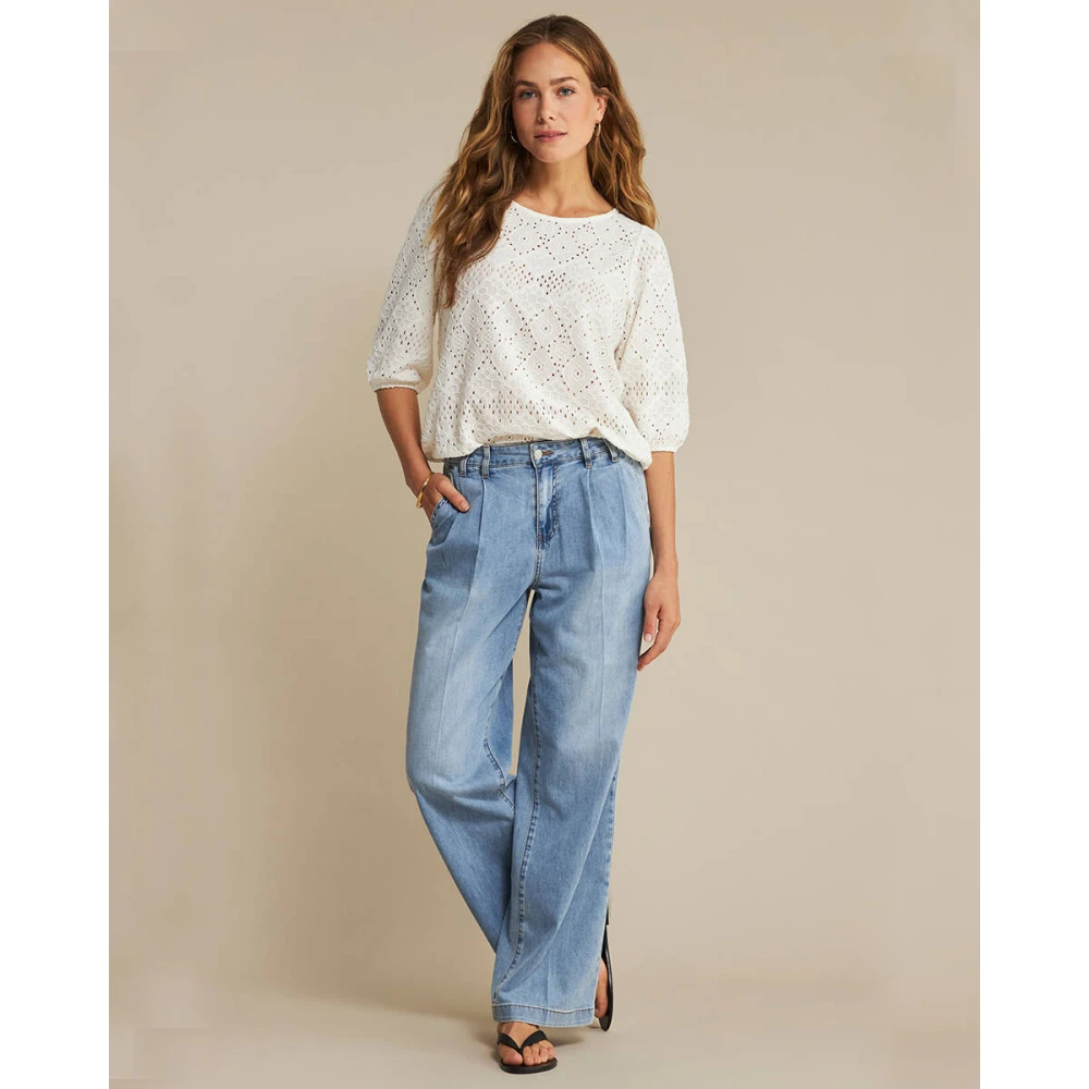 Red Button Top Ajour Stijl White Dames