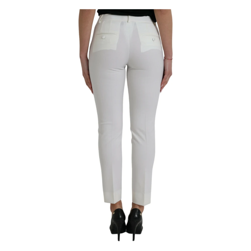 Dolce & Gabbana Luxe Witte Taps Toelopende Mid-Taille Broek White Dames