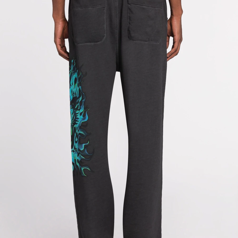 Roberto Cavalli Leeuw-Print Vlam Sweatpants Gray Heren
