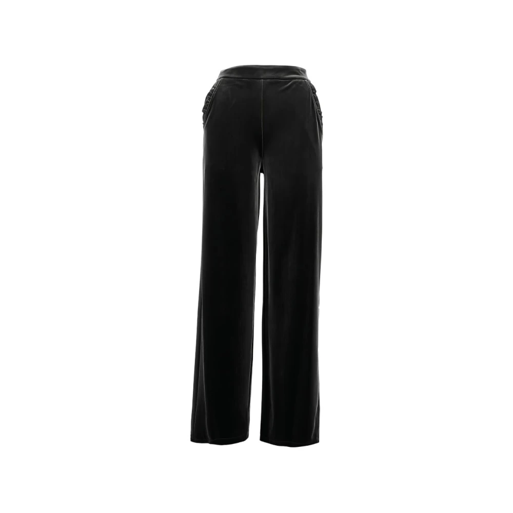 Emporio Armani Wide-Leg Velvet Palazzo Trousers - Female - Wide Trousers - Black - M - Trousers