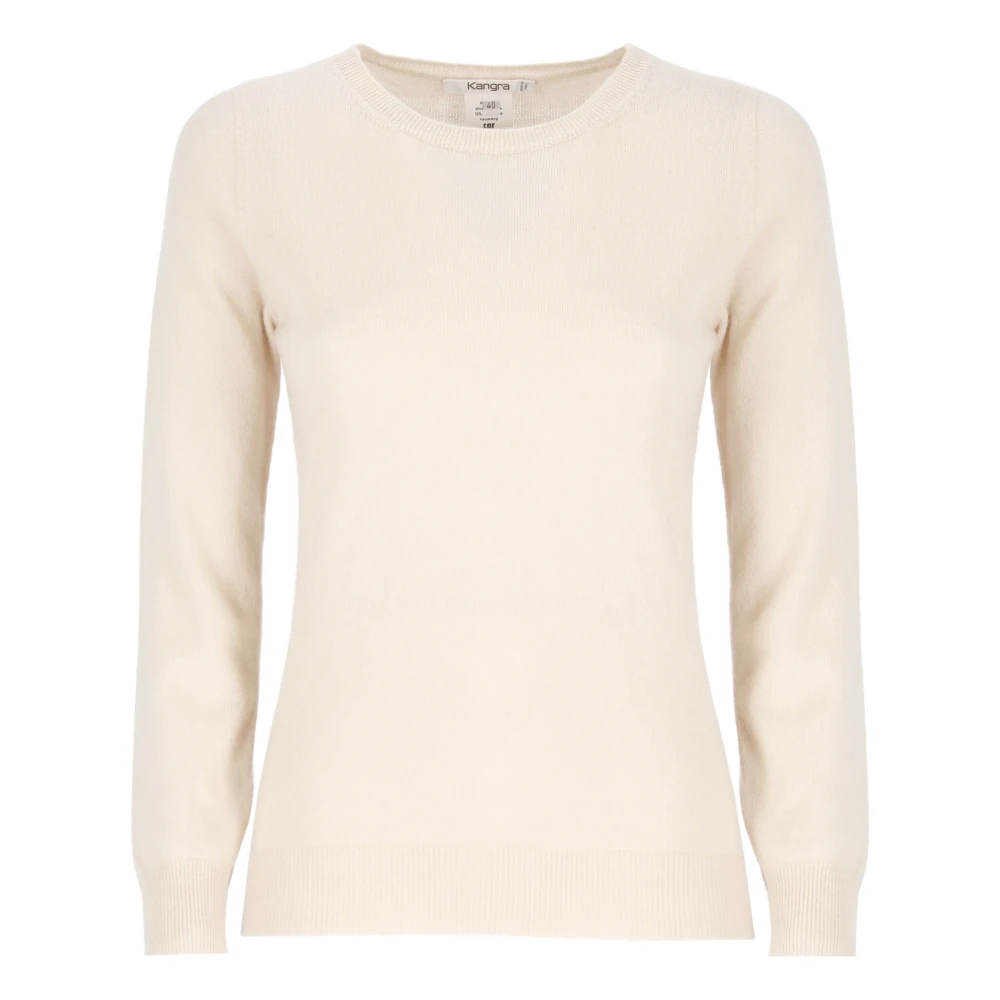 Kangra Beige Kasjmier Wollen Trui Vrouwen Ronde Hals Beige Dames