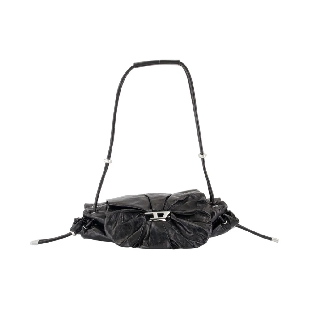 Diesel Mujer Negro Pequeño Bolso De Hombro De Cuero En