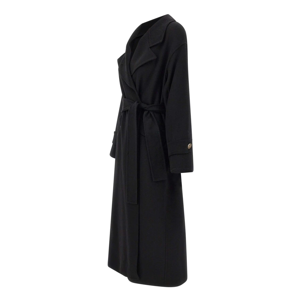 Liu Jo Zwarte Wolmix Shawl Kraag Jas Black Dames