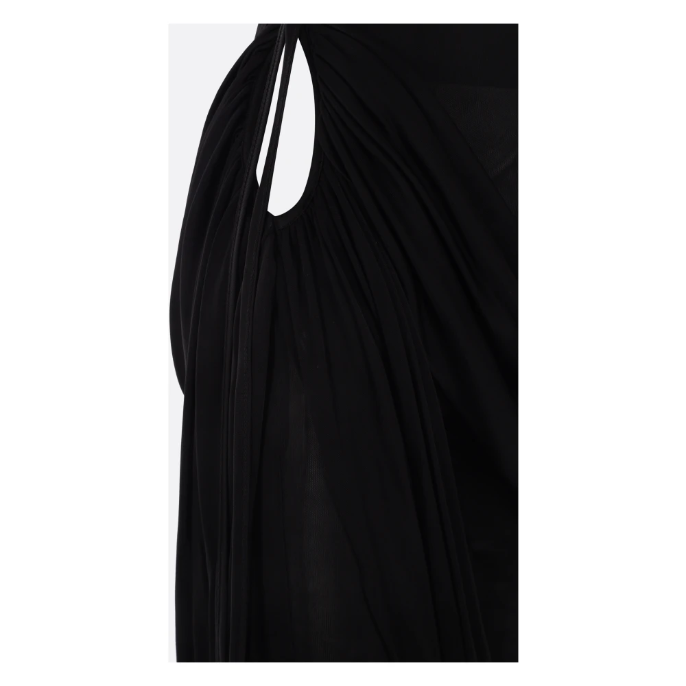 Andrea Adamo Zwarte Flare Broek met Gedrapeerde Zijbanden Black Dames