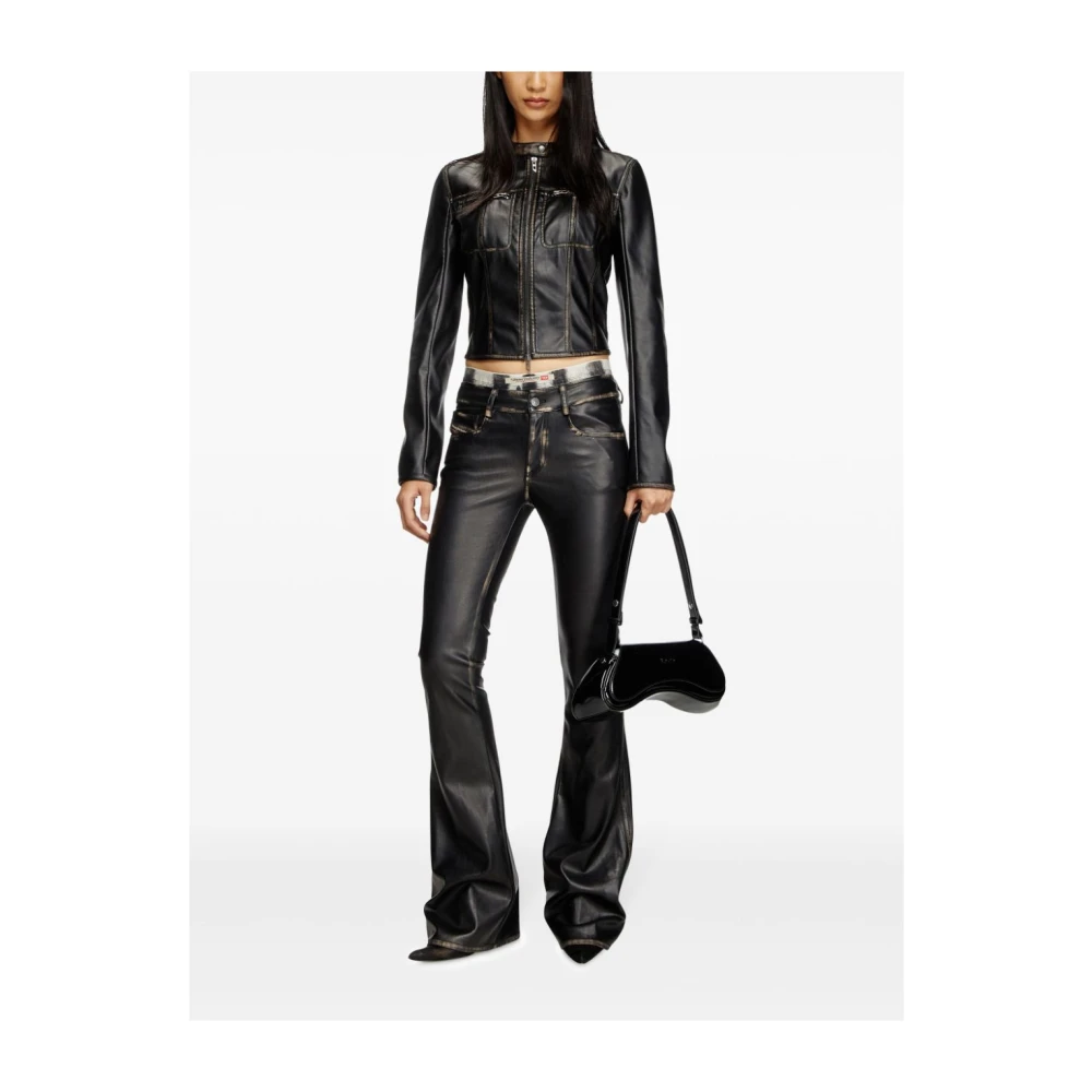 Diesel Zwarte jas met rits en kraag Black Dames