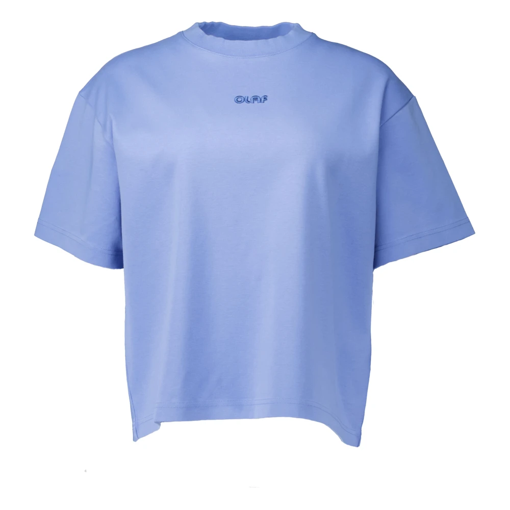 Olaf Hussein Retro Logo Boxy Tee Lichtblauw Blue Dames