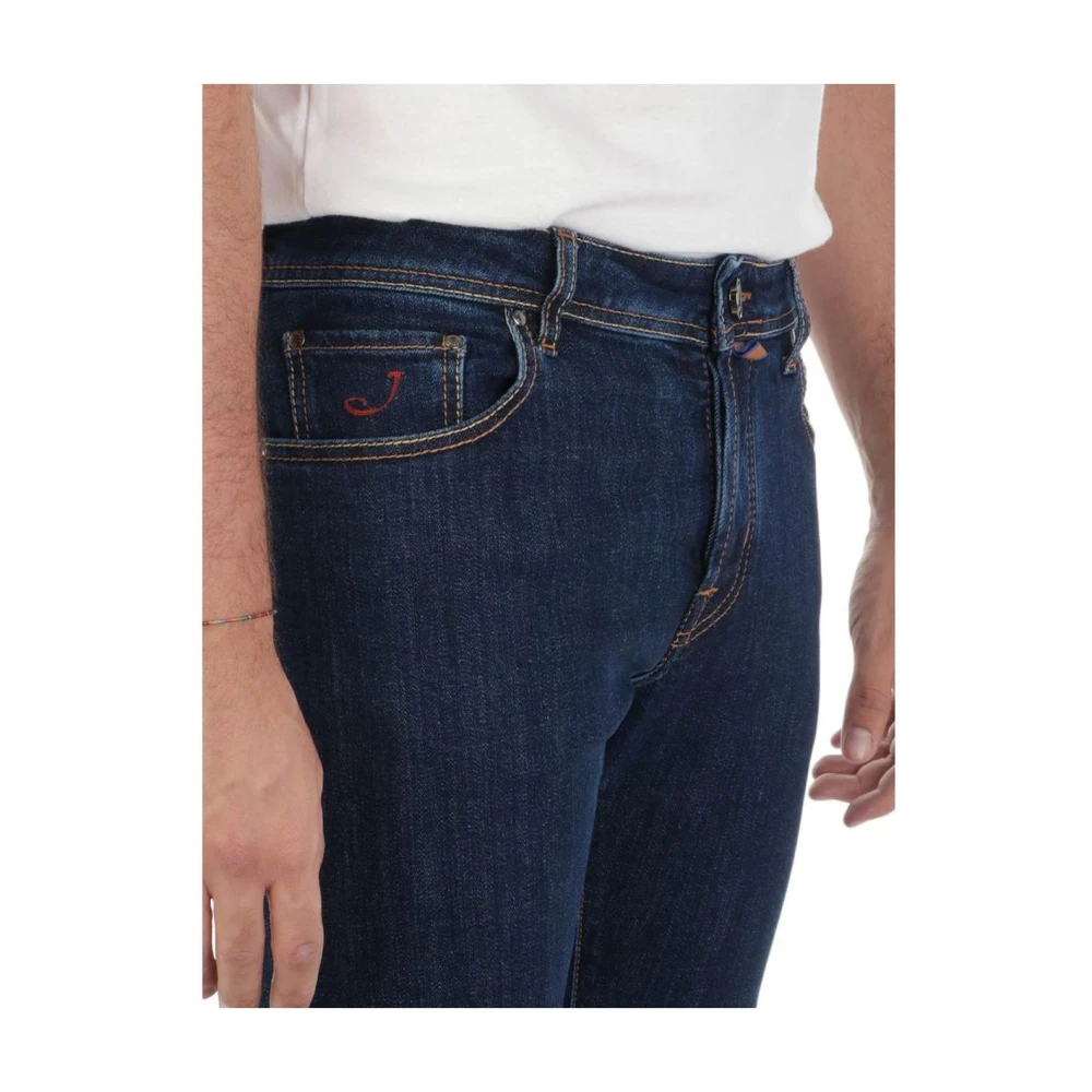 Jacob Cohën Slim Fit Blauwe Jeans met Gouden Stiksels Blue Heren